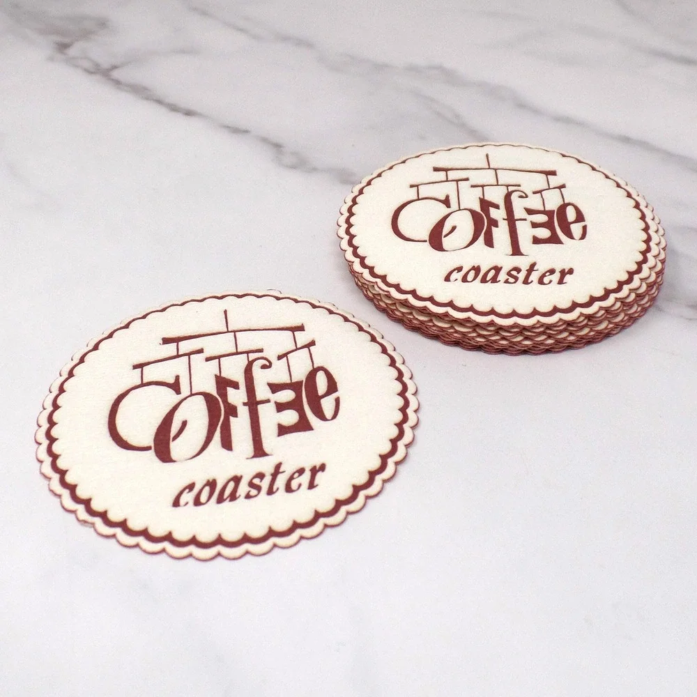 Vintage Woolworth Happy Home Disposable Paper Coasters - Coffee Text, set of 11